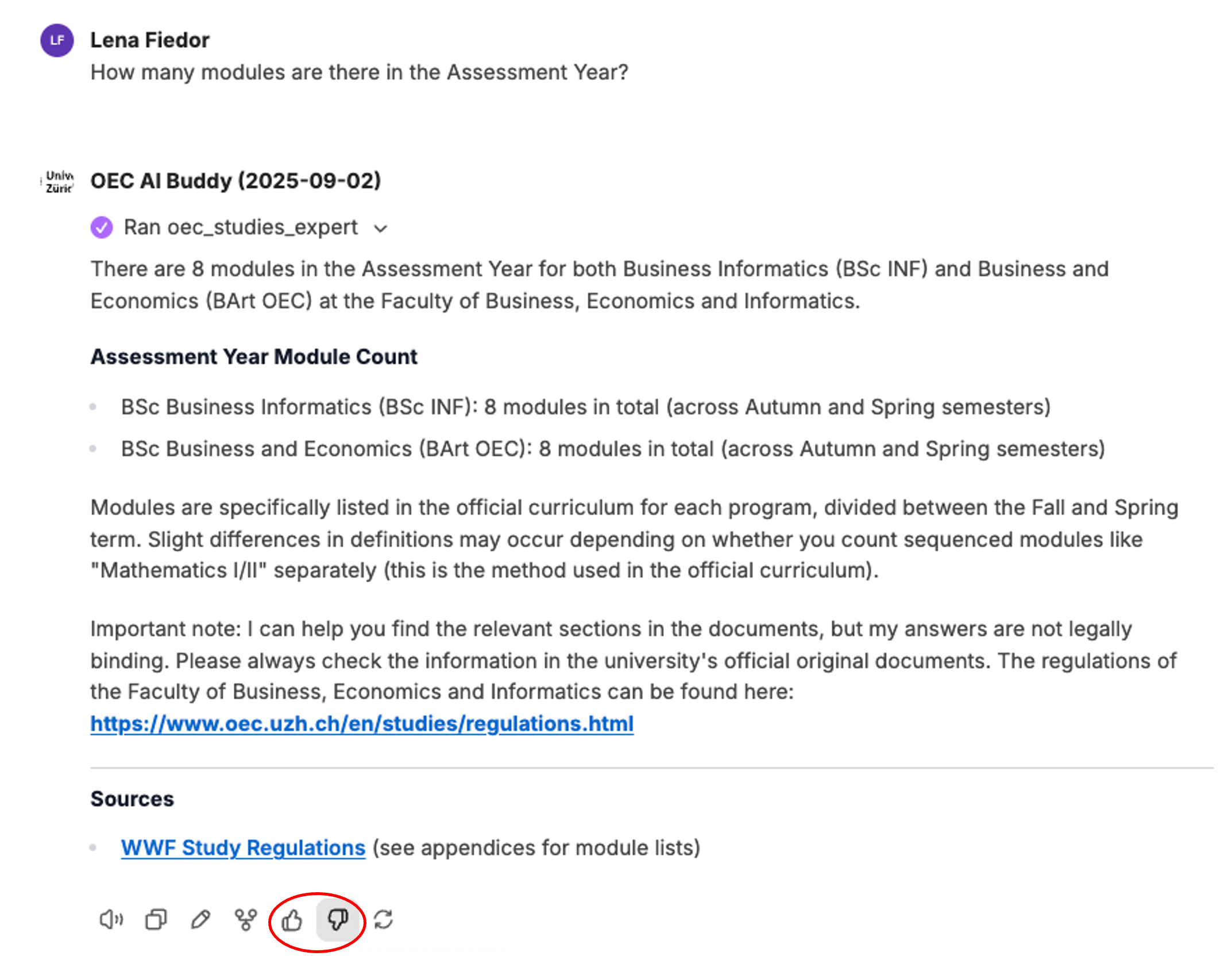 After the AI Buddy answer, click on thumb up or thumb down to give feedback